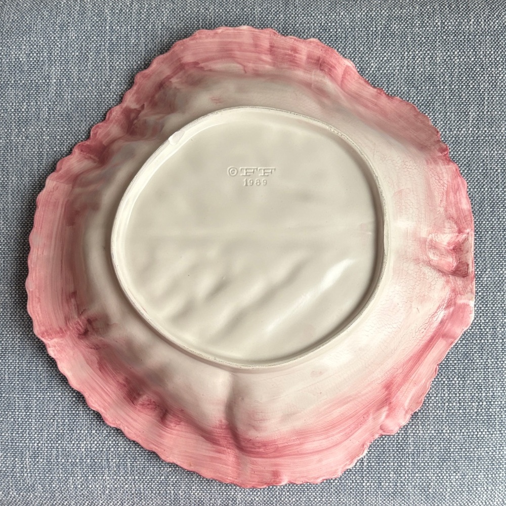 F&F Cabbage Leaf Red Pink Serving Bowl Dish Lettuce Large Vintage Rare 1989 - Picture 2 of 14